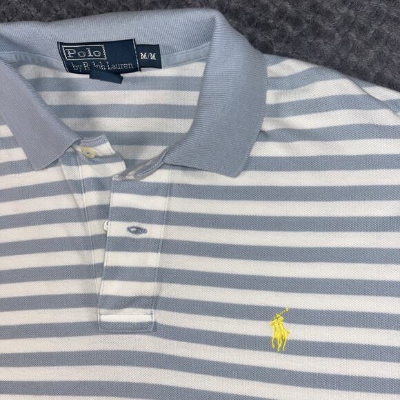 Polo by Ralph Lauren Shirt Mens Medium Striped Polo Preppy Short Sleeve Blue Wt - Picture 2 of 7